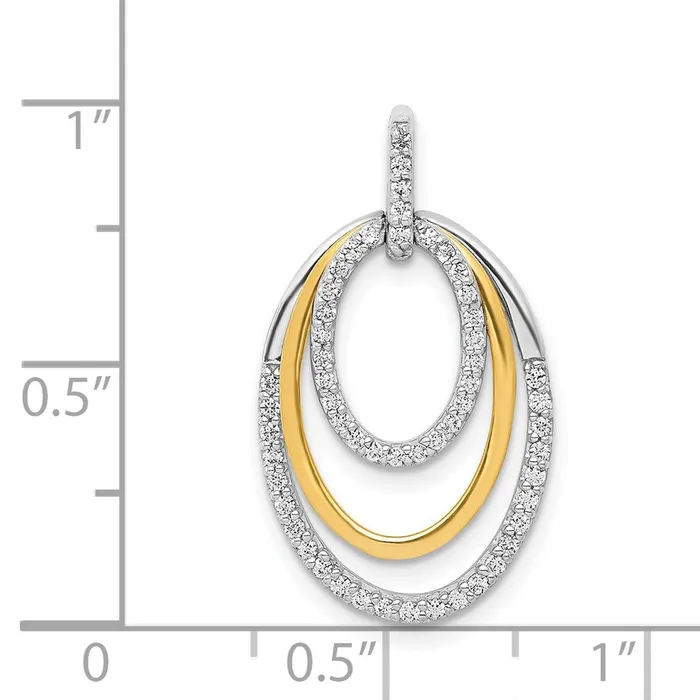 Solid 14k Twotone 14ct Simulated CZ Fancy Triple Oval Pendant Goldia Rings Solid 14k Twotone 14ct Simulated CZ Fancy Triple Oval Pendant Goldia Rings
