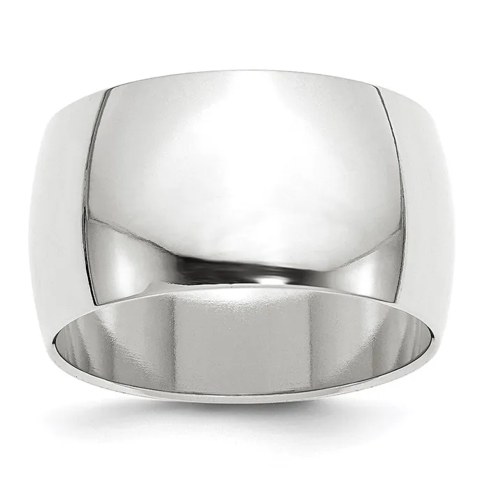 Solid 18K White Gold 12mm Half Round MensWomens Wedding Band Ring Size 105 Goldia Rings Solid 18K White Gold 12mm Half Round MensWomens Wedding Band Ring Size 105 Goldia Rings
