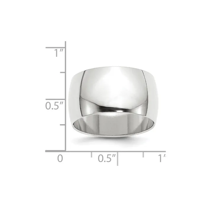 Solid 18K White Gold 12mm Half Round MensWomens Wedding Band Ring Size 105 Goldia Rings Solid 18K White Gold 12mm Half Round MensWomens Wedding Band Ring Size 105 Goldia Rings
