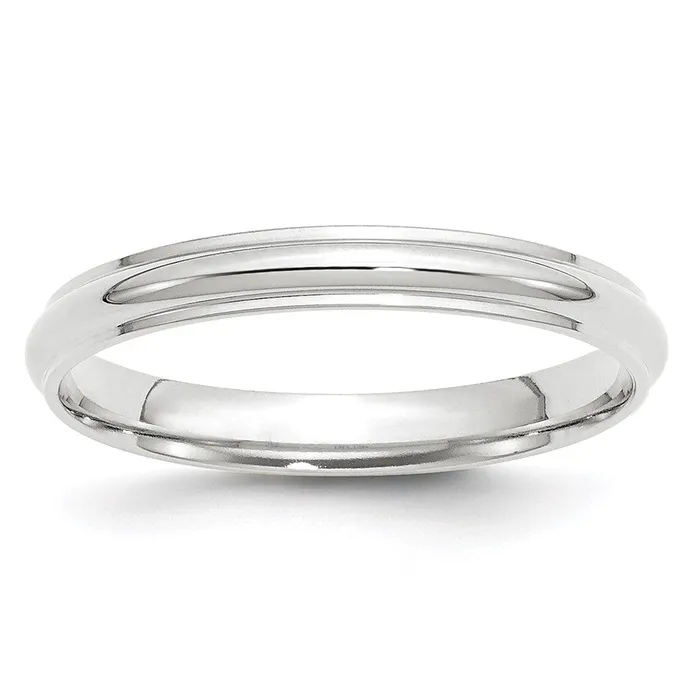 Solid 18K White Gold 3mm Half Round with Edge MensWomens Wedding Band Ring Size 7 Goldia Rings Solid 18K White Gold 3mm Half Round with Edge MensWomens Wedding Band Ring Size 7 Goldia Rings