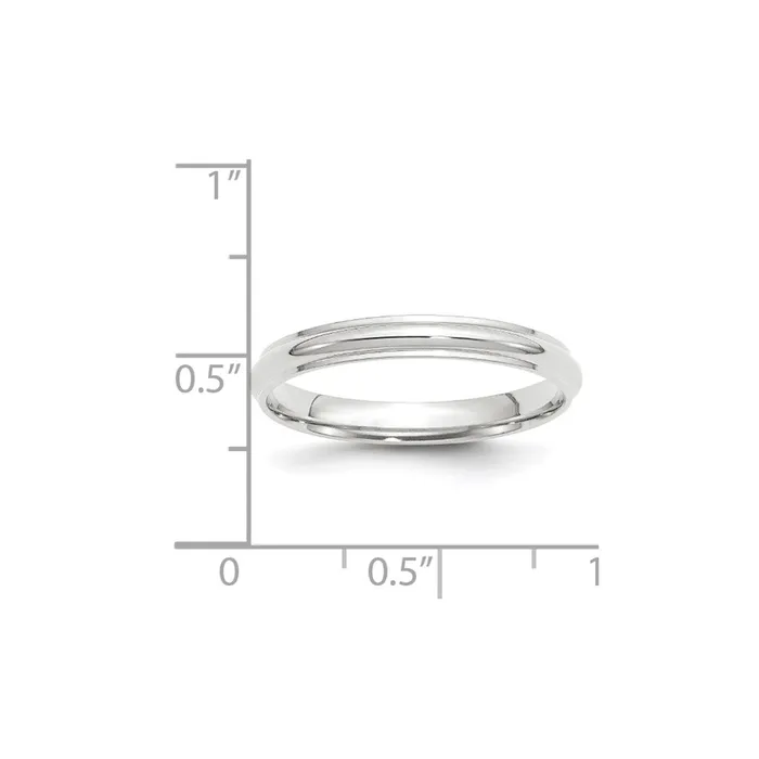 Solid 18K White Gold 3mm Half Round with Edge MensWomens Wedding Band Ring Size 7 Goldia Rings Solid 18K White Gold 3mm Half Round with Edge MensWomens Wedding Band Ring Size 7 Goldia Rings