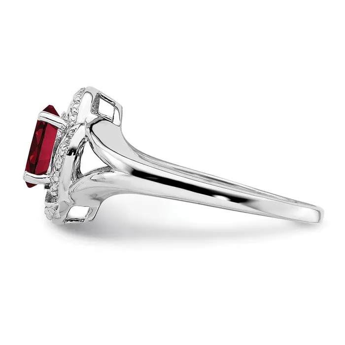 Sterling Silver Rhodiumplated Diamond u0026 Created Ruby Ring Goldia Rings