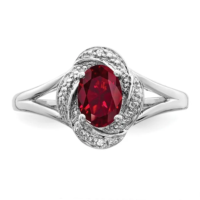 Sterling Silver Rhodiumplated Diamond u0026 Created Ruby Ring Goldia Rings
