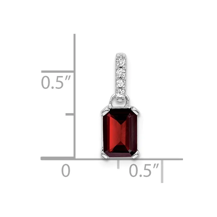 10k White Gold Garnet and Diamond Pendant TreasureFineJewelers Necklaces