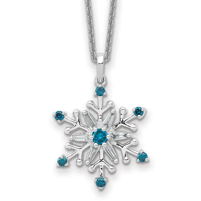 14k White Gold 23ct Blue and White Diamond Snowflake Necklace TreasureFineJewelers Necklaces 14k White Gold 23ct Blue and White Diamond Snowflake Necklace TreasureFineJewelers Necklaces
