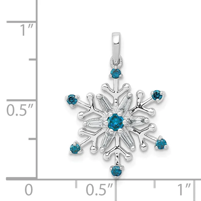 14k White Gold 23ct Blue and White Diamond Snowflake Necklace TreasureFineJewelers Necklaces