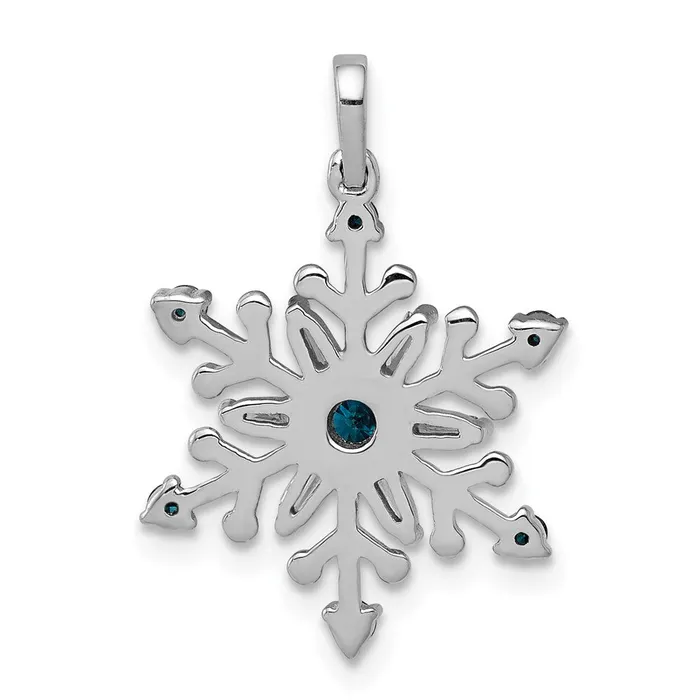 14k White Gold 23ct Blue and White Diamond Snowflake Necklace TreasureFineJewelers Necklaces
