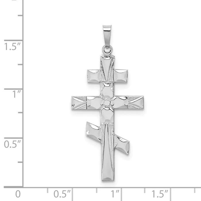 14k White Gold Eastern Orthodox Cross Pendant TreasureFineJewelers Necklaces