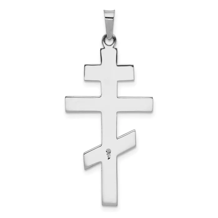 14k White Gold Eastern Orthodox Cross Pendant TreasureFineJewelers Necklaces