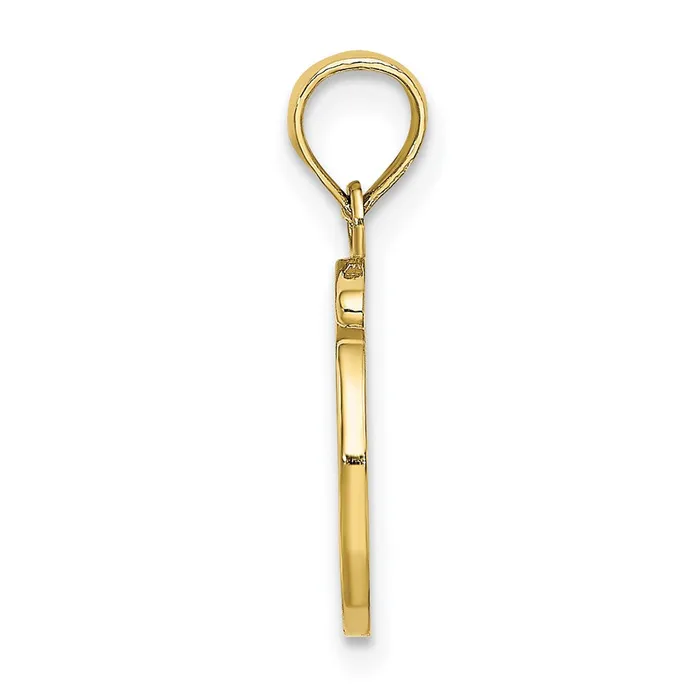 Charm Necklaces 10k Yellow Gold Polished O Script Initial Charm TreasureFineJewelers