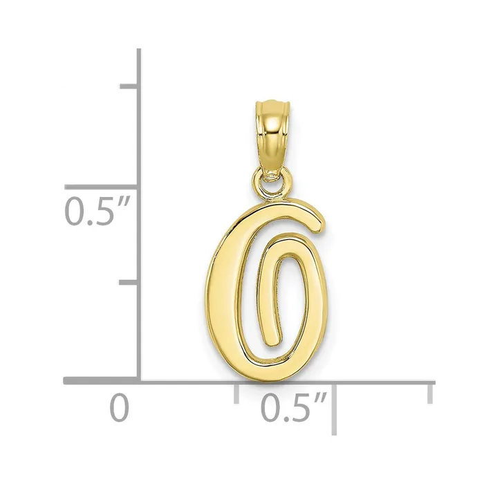 Charm Necklaces 10k Yellow Gold Polished O Script Initial Charm TreasureFineJewelers
