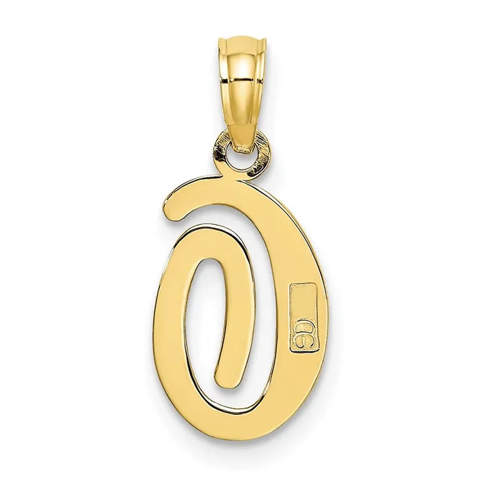 Charm Necklaces 10k Yellow Gold Polished O Script Initial Charm TreasureFineJewelers