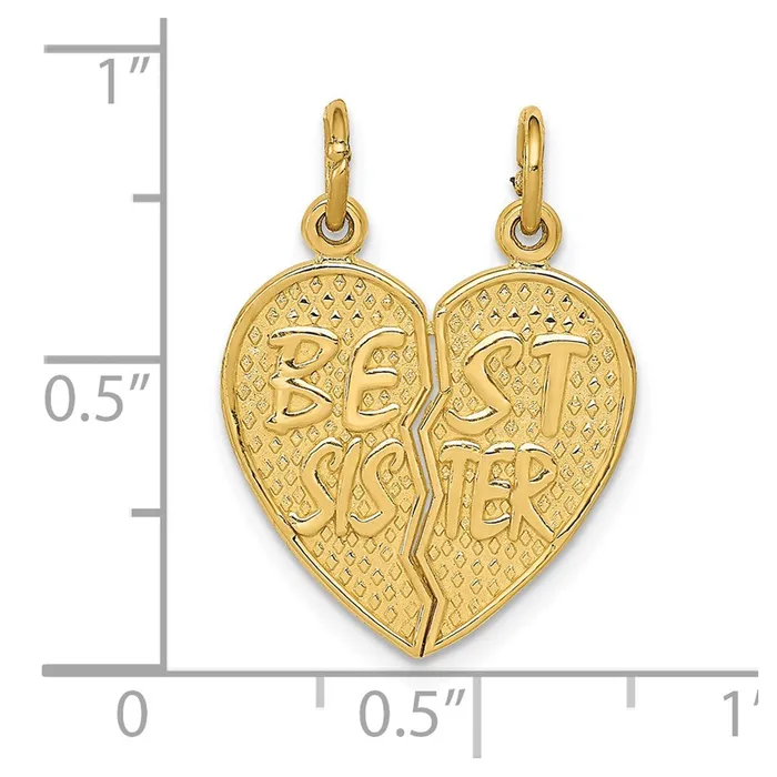Charm Necklaces 14k Best Sister Breakapart Charm TreasureFineJewelers