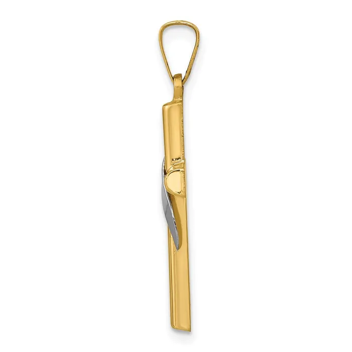 Charm Necklaces TreasureFineJewelers 14K TwoTone Hollow Cross wDrape Charm