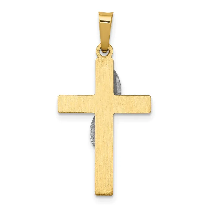 Charm Necklaces TreasureFineJewelers 14K TwoTone Hollow Cross wDrape Charm