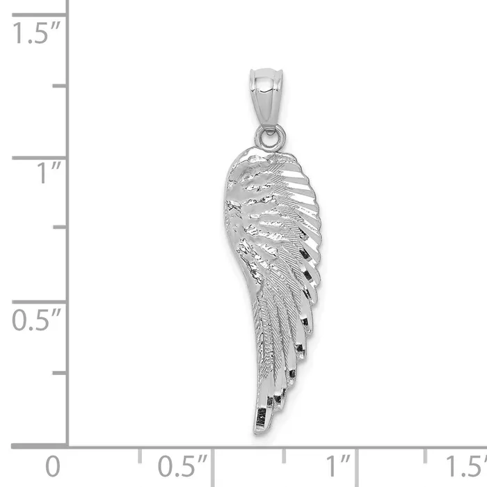 Necklaces 14K White Gold Polished and Textured Angel Wing Pendant TreasureFineJewelers