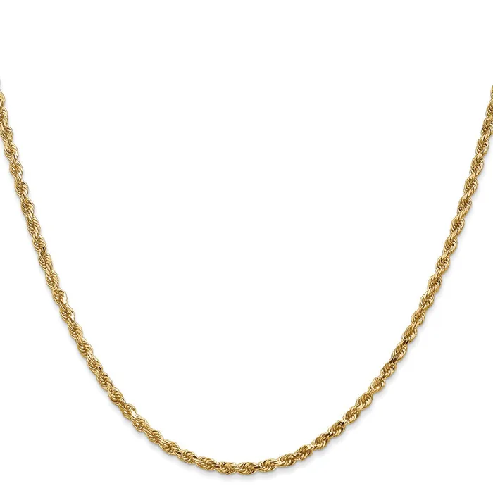 Necklaces Leslies 14K 25mm DiamondCut Rope Chain TreasureFineJewelers