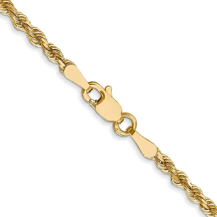 Necklaces Leslies 14K 25mm DiamondCut Rope Chain TreasureFineJewelers