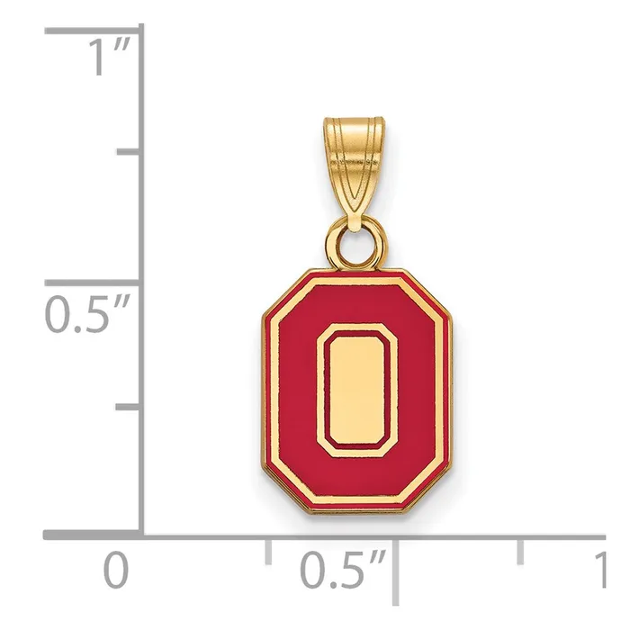 Necklaces Sterling Silver Goldplated The Ohio State University Letter O Small Enameled Pendant TreasureFineJewelers