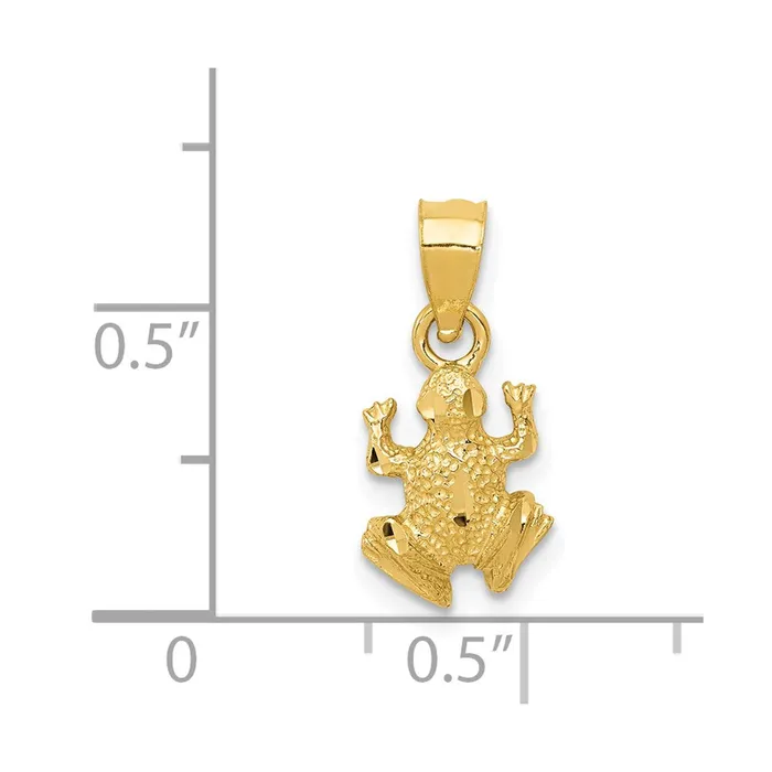 Necklaces TreasureFineJewelers 14K Diamondcut Frog Pendant