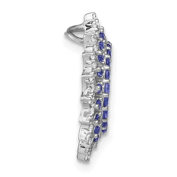 Necklaces TreasureFineJewelers 14k White Gold Tanzanite and Diamond Sunburst Chain Slide