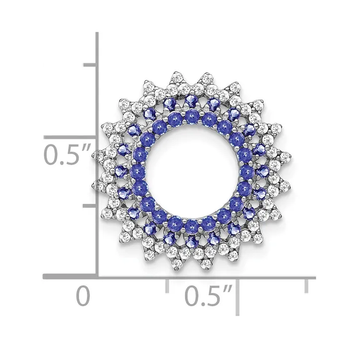 Necklaces TreasureFineJewelers 14k White Gold Tanzanite and Diamond Sunburst Chain Slide