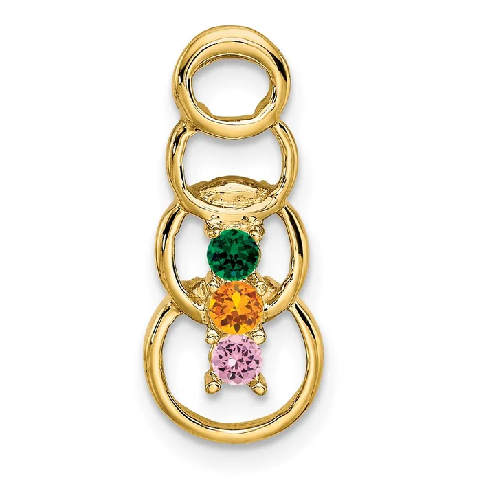 Necklaces TreasureFineJewelers 14k Yellow Gold 3 Synthetic Stone Family Pendant