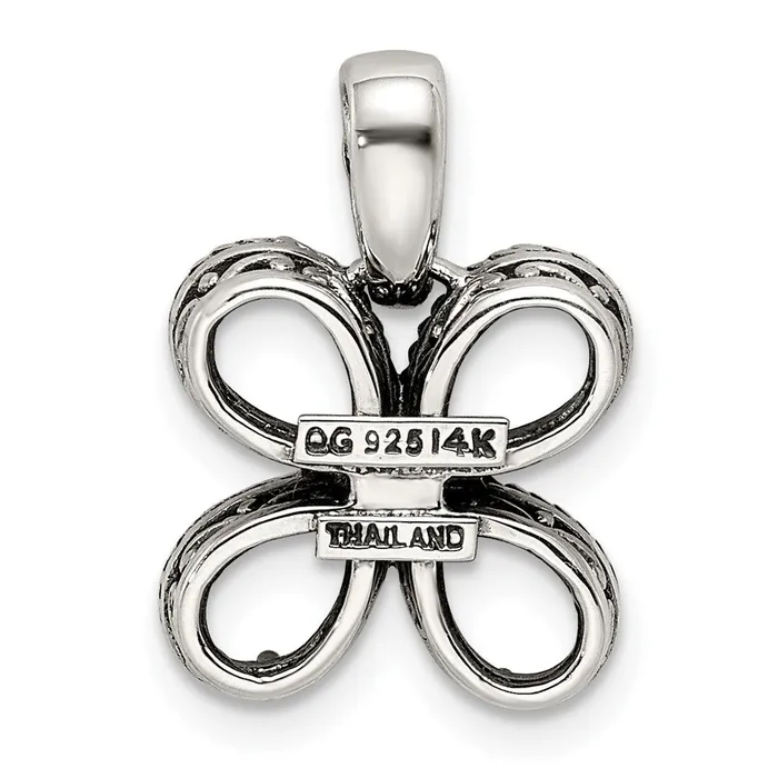 Necklaces TreasureFineJewelers Sterling Silver 14k Fourstone and Diamond Mothers Pendant