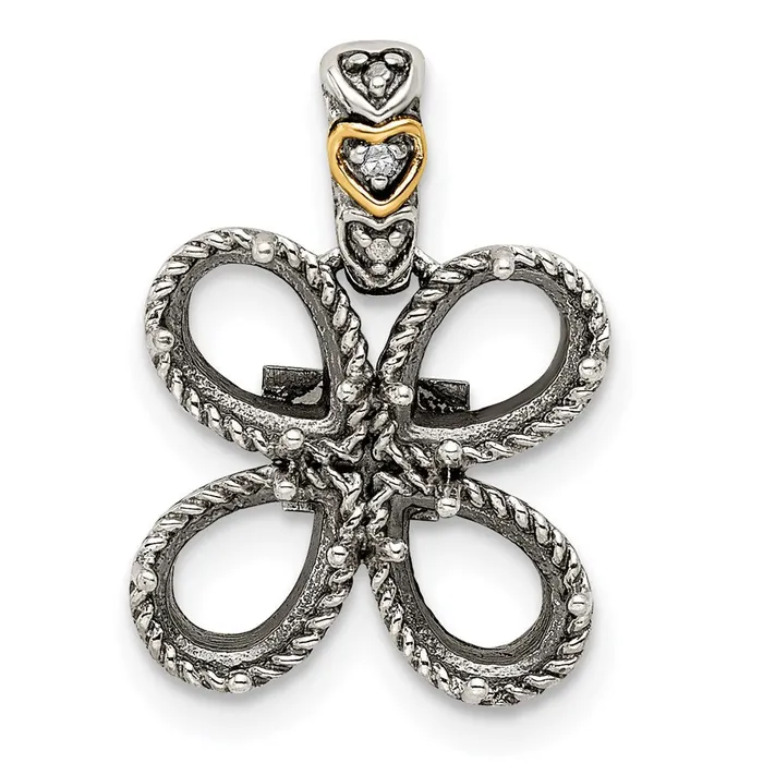 Necklaces TreasureFineJewelers Sterling Silver 14k Fourstone and Diamond Mothers Pendant