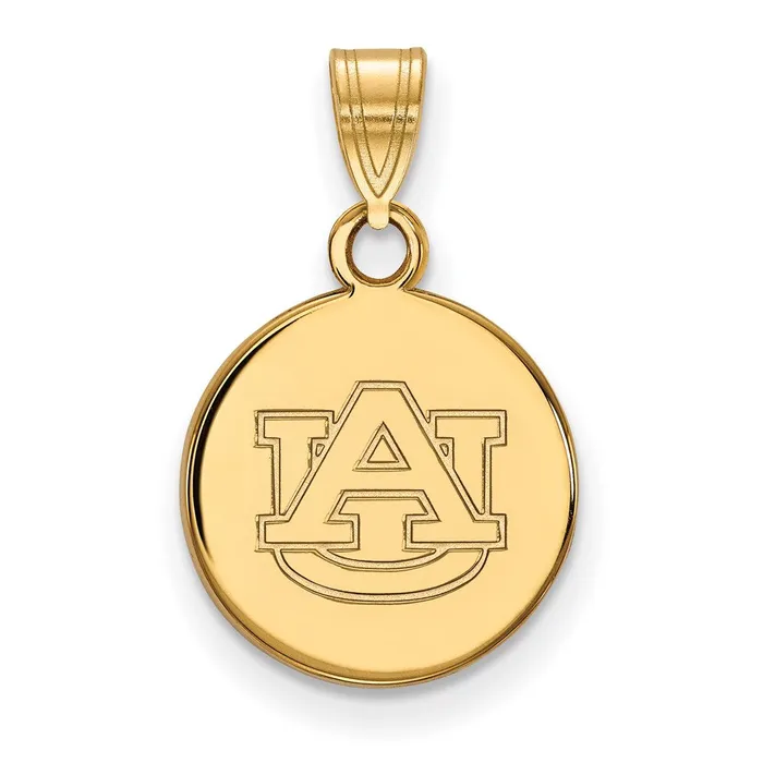 Necklaces TreasureFineJewelers Sterling Silver Goldplated Auburn University Small Disc Pendant Necklaces TreasureFineJewelers Sterling Silver Goldplated Auburn University Small Disc Pendant