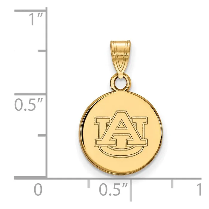 Necklaces TreasureFineJewelers Sterling Silver Goldplated Auburn University Small Disc Pendant