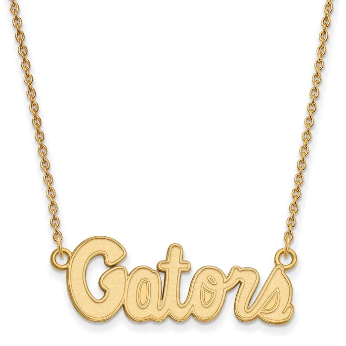 Necklaces TreasureFineJewelers Sterling Silver Goldplated University of Florida Gators Script Small Pendant 18 inch Necklace Necklaces TreasureFineJewelers Sterling Silver Goldplated University of Florida Gators Script Small Pendant 18 inch Necklace