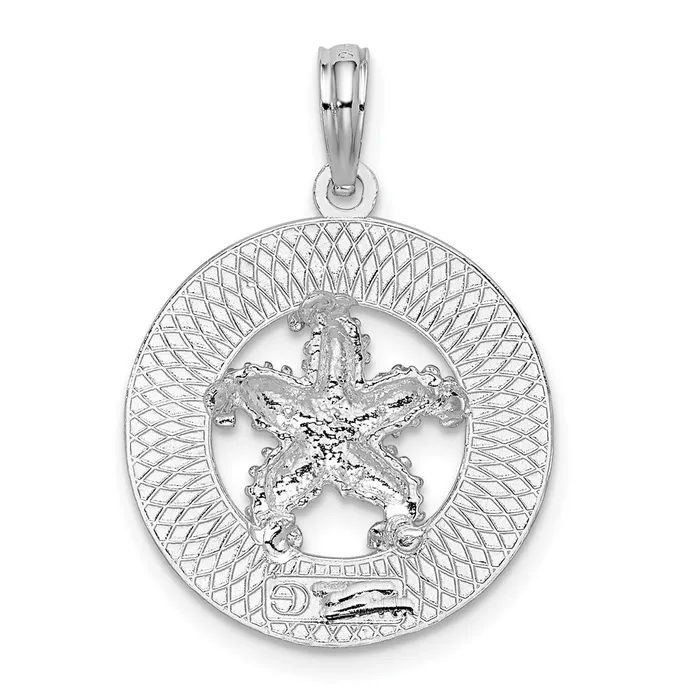 Necklaces TreasureFineJewelers Sterling Silver Polished Cape Cod wStarfish Circle Pendant