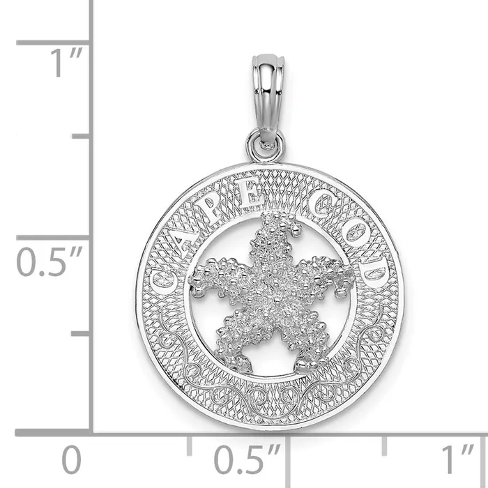 Necklaces TreasureFineJewelers Sterling Silver Polished Cape Cod wStarfish Circle Pendant