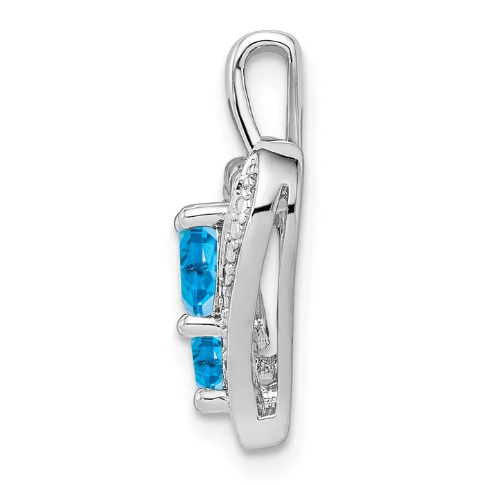 Necklaces TreasureFineJewelers Sterling Silver Rhodiumplated Blue Topaz Diamond Pendant