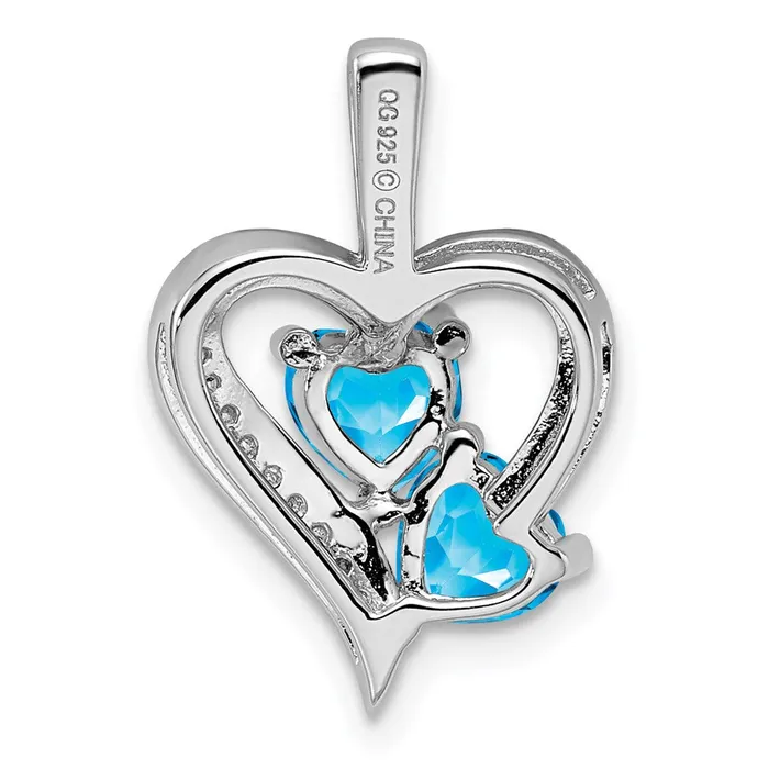 Necklaces TreasureFineJewelers Sterling Silver Rhodiumplated Blue Topaz Diamond Pendant