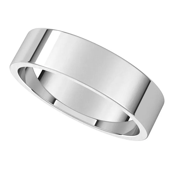 Rings TreasureFineJewelers 10K White Gold 5 mm flat Wedding Band