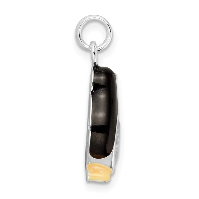 Rings TreasureFineJewelers Sterling Silver CZ Enameled Polished Penguin Charm