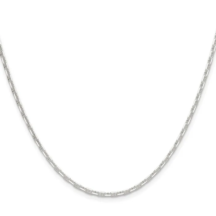Rings TreasureFineJewelers Sterling Silver Polished and Dimondcut 2mm Marine Link Chain