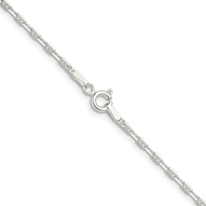 Rings TreasureFineJewelers Sterling Silver Polished and Dimondcut 2mm Marine Link Chain