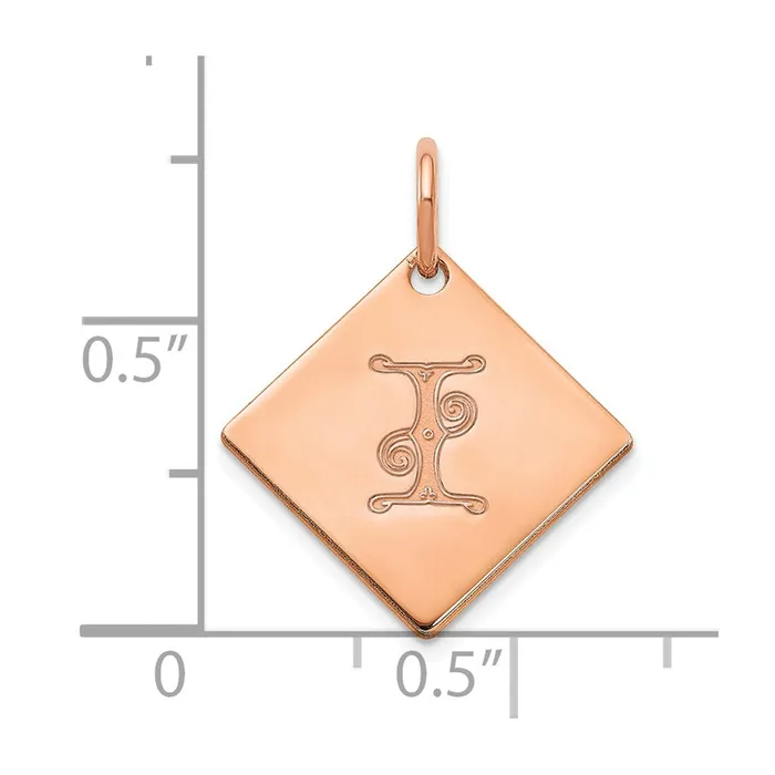 Sterling Silver Polished Rose Gold Plated Gold Letter I Initial Charm TreasureFineJewelers Earrings