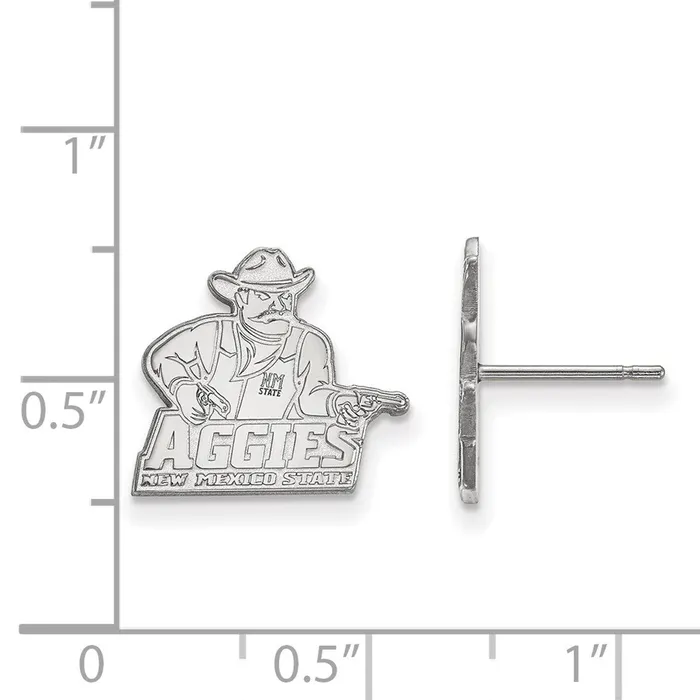 Sterling Silver Rhodiumplated New Mexico State University Aggies Small Post Earrings TreasureFineJewelers Earrings