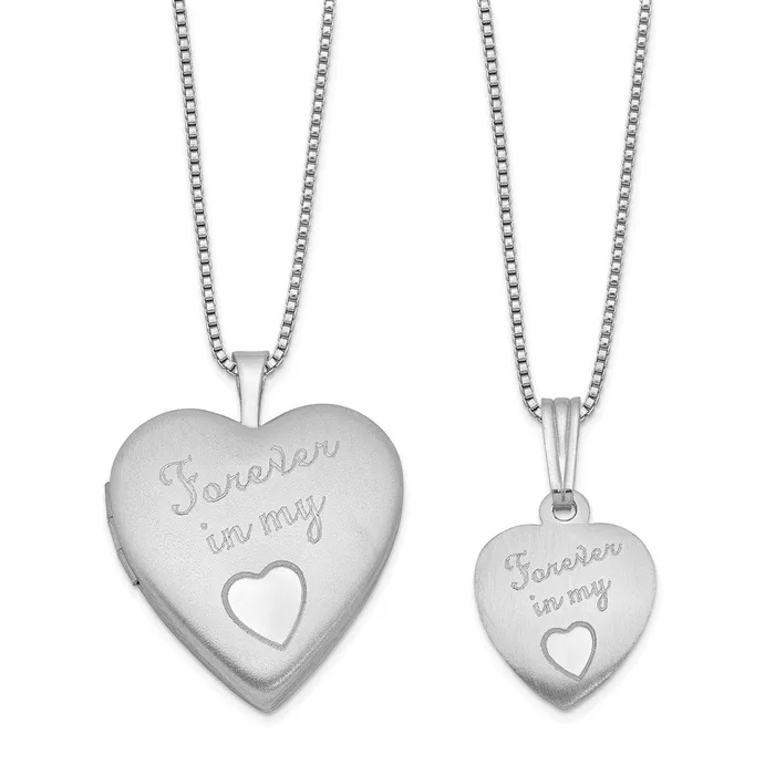 Sterling Silver Rhodiumplated Polished Satin Forever In My Heart MotherDaughter LocketPendant Necklace Set TreasureFineJewelers Necklaces Sterling Silver Rhodiumplated Polished Satin Forever In My Heart MotherDaughter LocketPendant Necklace Set TreasureFineJewelers Necklaces