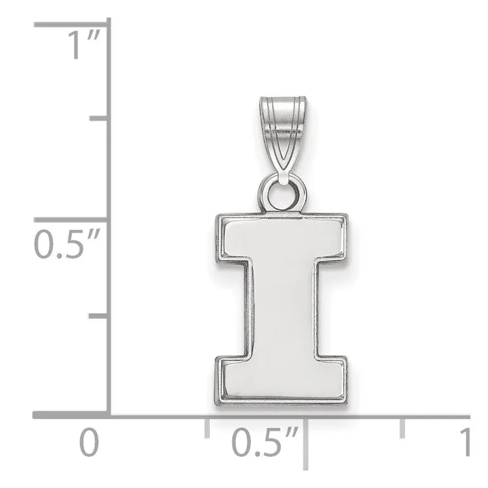 Sterling Silver Rhodiumplated University of Illinois Letter I Small Pendant TreasureFineJewelers Necklaces