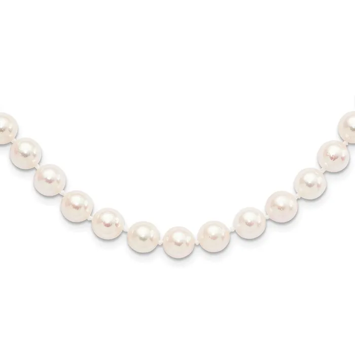 TreasureFineJewelers 14k 89mm Round White Gold Saltwater Akoya Cultured Pearl Necklace Necklaces TreasureFineJewelers 14k 89mm Round White Gold Saltwater Akoya Cultured Pearl Necklace Necklaces