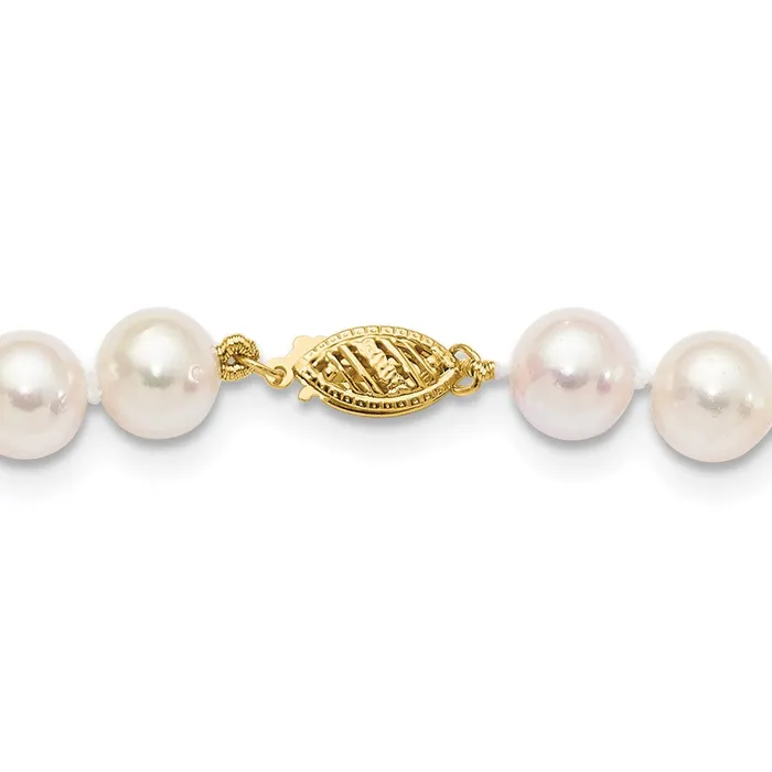 TreasureFineJewelers 14k 89mm Round White Gold Saltwater Akoya Cultured Pearl Necklace Necklaces