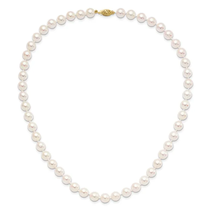 TreasureFineJewelers 14k 89mm Round White Gold Saltwater Akoya Cultured Pearl Necklace Necklaces