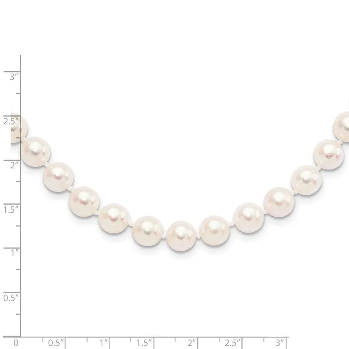 TreasureFineJewelers 14k 89mm Round White Gold Saltwater Akoya Cultured Pearl Necklace Necklaces