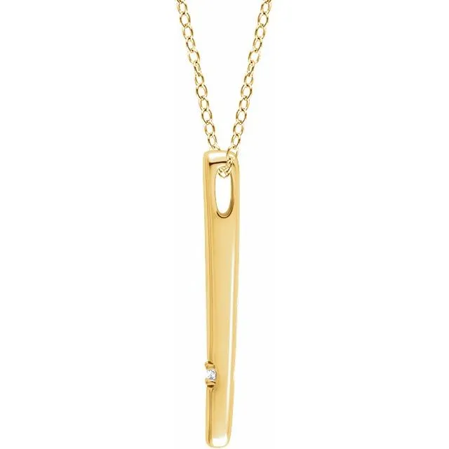TreasureFineJewelers Necklaces 14K Yellow 015 CT Diamond Bar 1618 Necklace