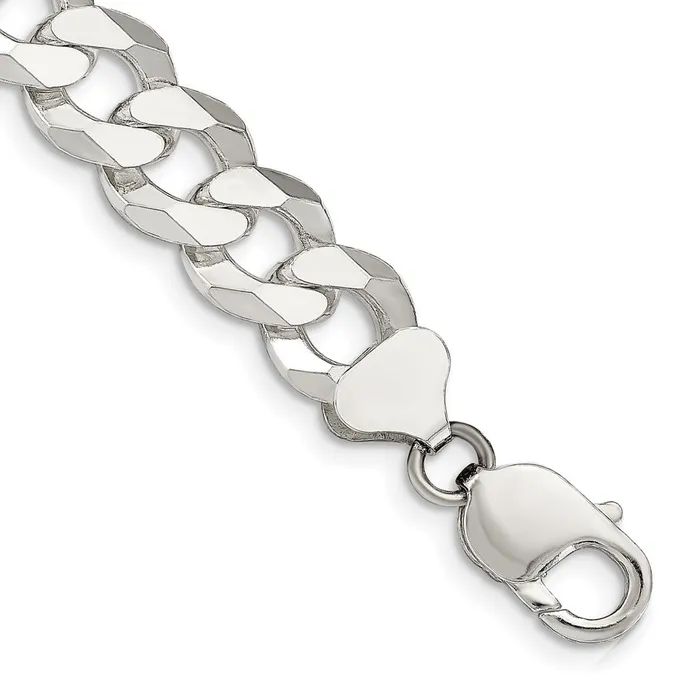 TreasureFineJewelers Necklaces Sterling Silver 123mm Beveled Curb Chain